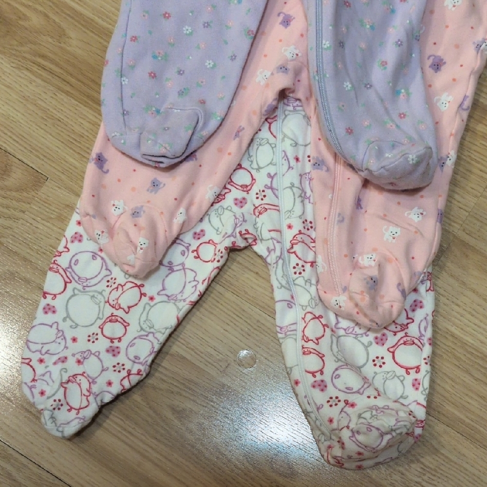 Faded Glory Kids One Pieces Footies - Purple, Pink, White - Picture 6 of 7